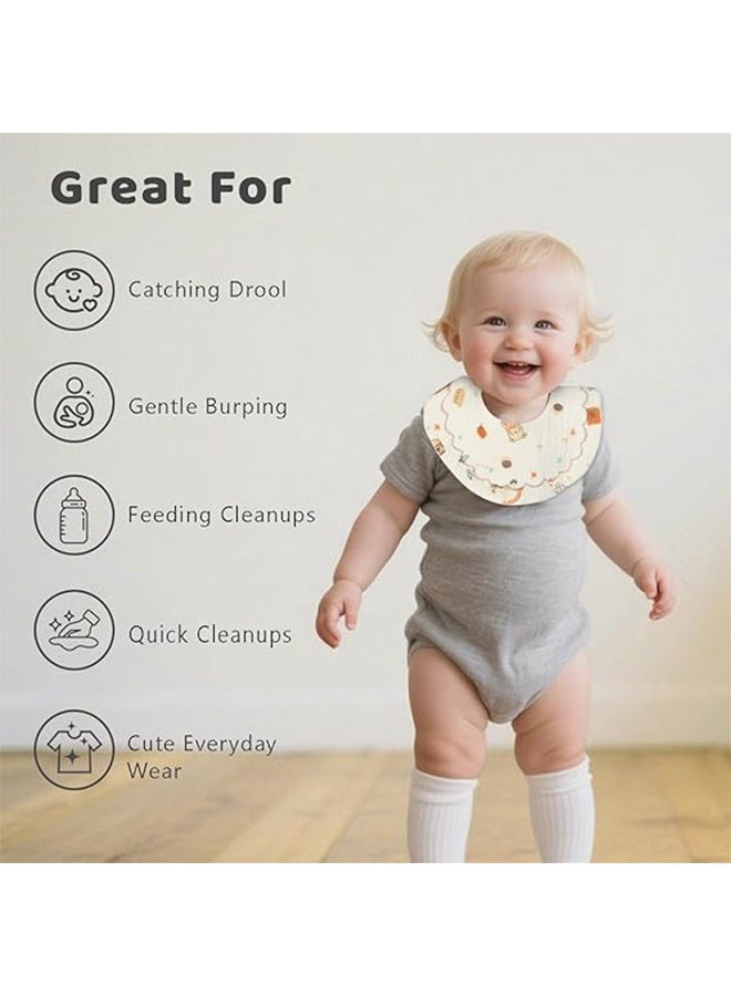 4 قطع مرايل أطفال من القطن العضوي تدور 360 درجة، مرايل موسلين لحديثي الولادة للتسنين واللعاب، مرايل أطفال للجنسين للأطفال الصغار، مرايل أطفال فائقة النعومة وذات قدرة على الامتصاص للأولاد والبنات - Image 3